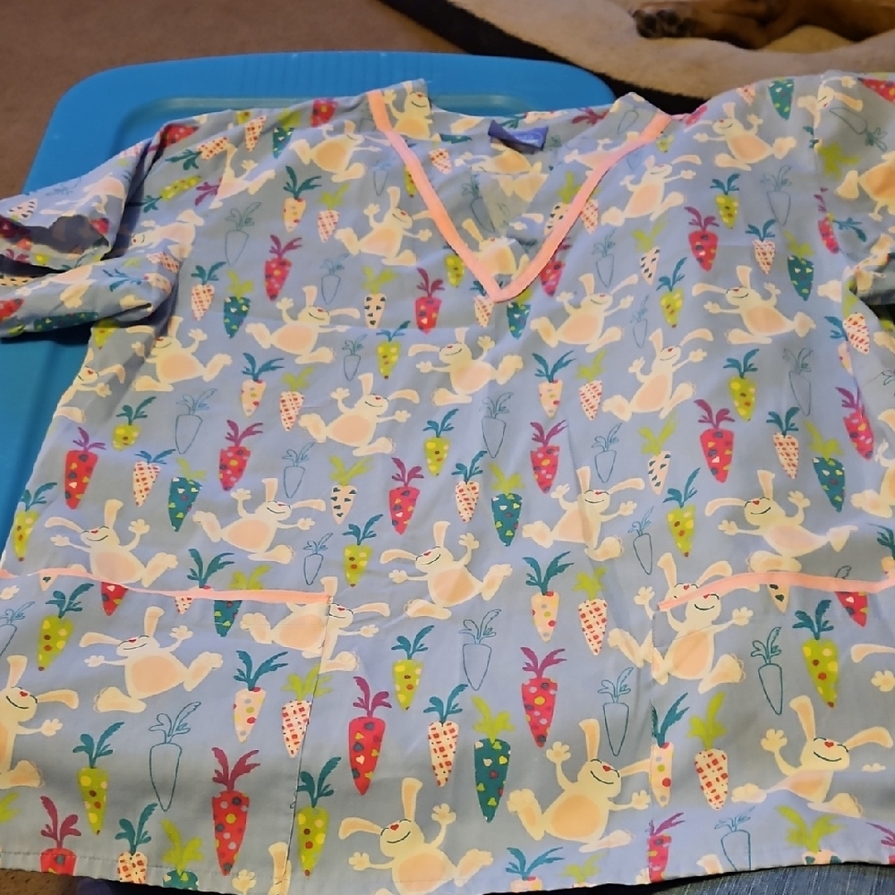 Womens Easter Themed Scrub Top